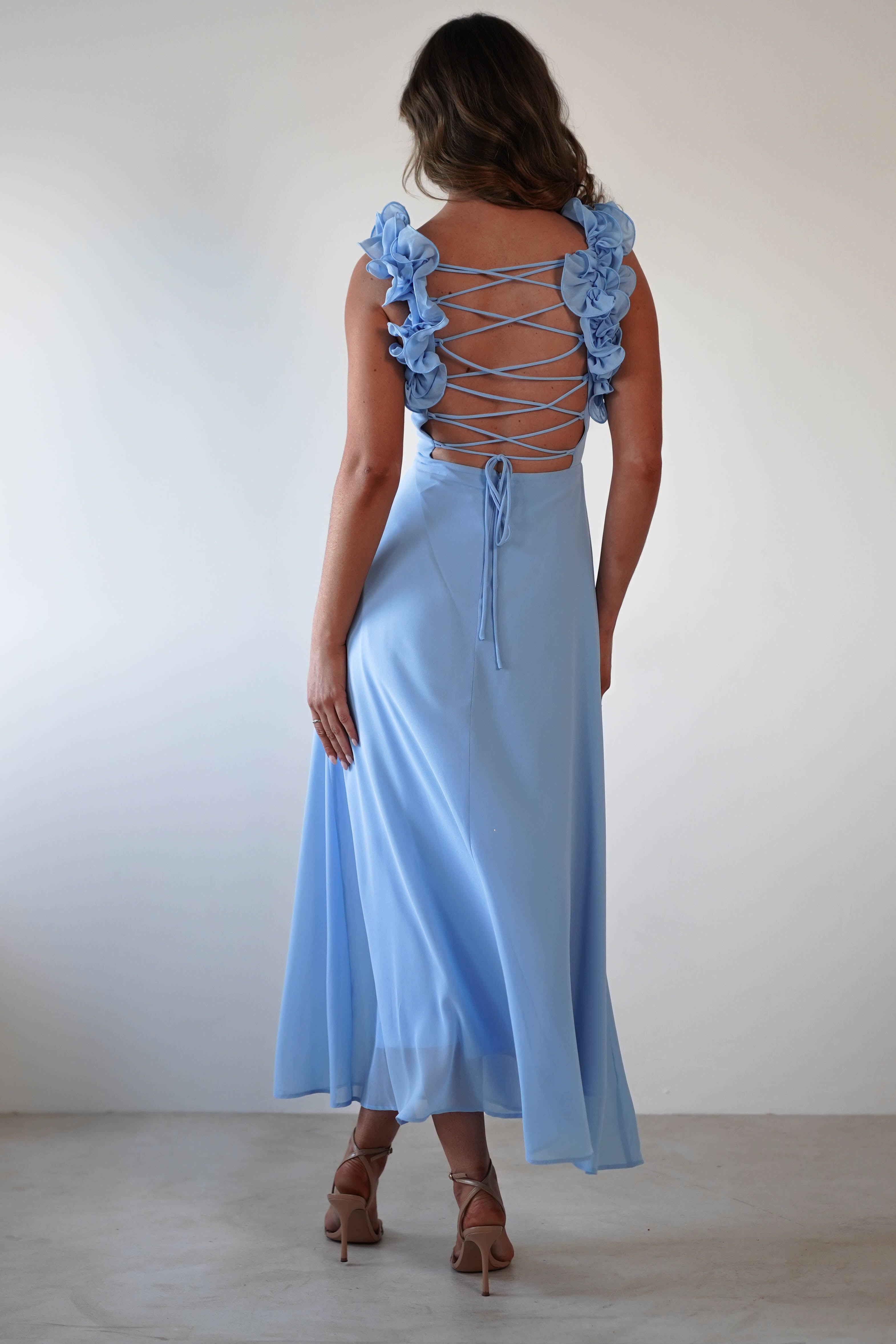 Sadie Ruffle Sleeve Maxi Dress | Blue