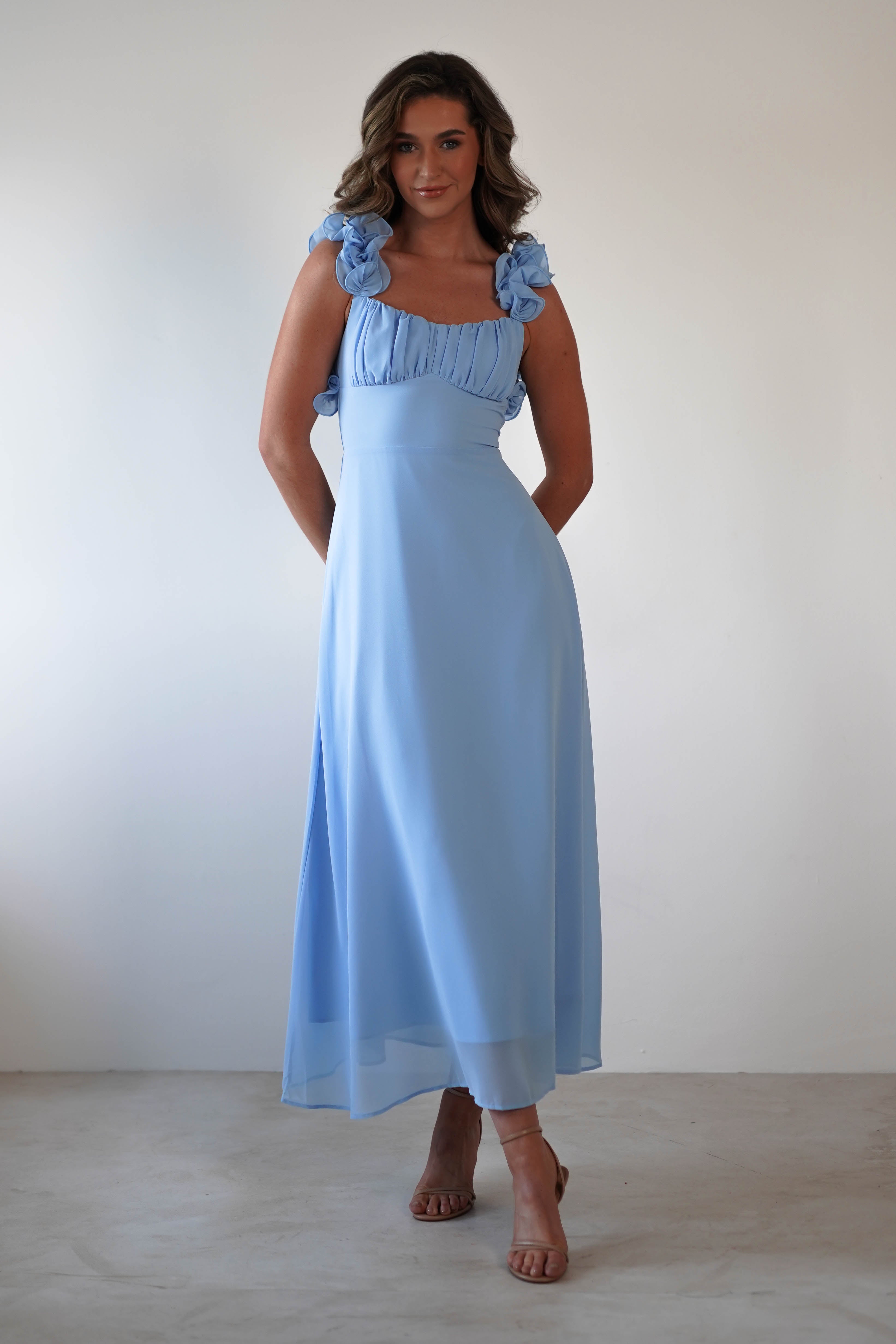 Sadie Ruffle Sleeve Maxi Dress | Blue