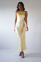 Bayleigh Soft Satin Maxi Dress Yellow | Wedding Guest Dress | Maxi | Satin | Oh Hello Clothing