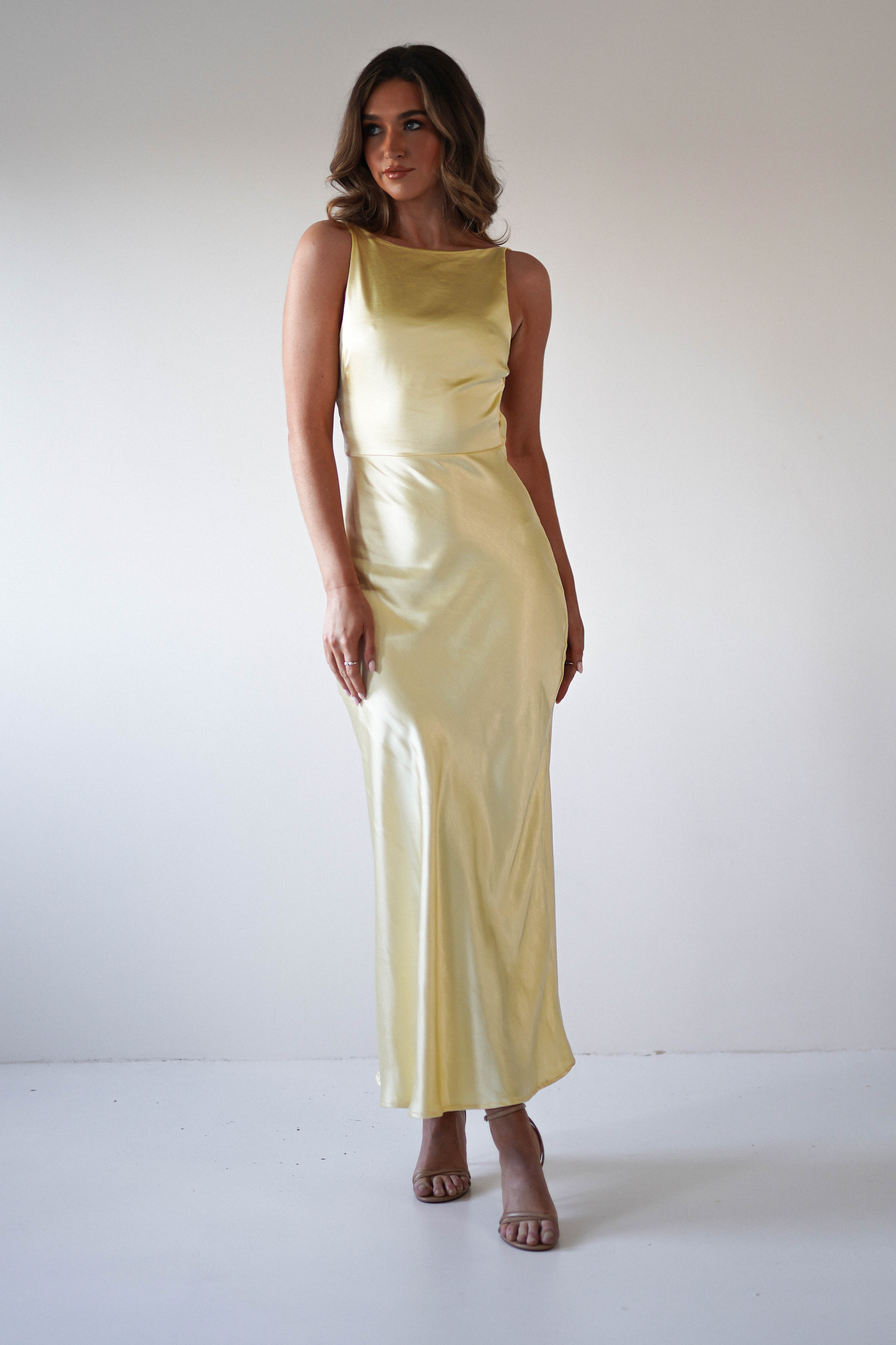 Bayleigh Soft Satin Maxi Dress | Yellow