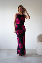 Nakita Mesh Floral Print Maxi Dress Black | Wedding Guest Dress | Maxi | Mesh | Oh Hello Clothing
