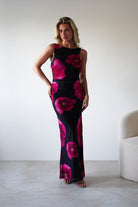 Nakita Mesh Floral Print Maxi Dress Black | Wedding Guest Dress | Maxi | Mesh | Oh Hello Clothing
