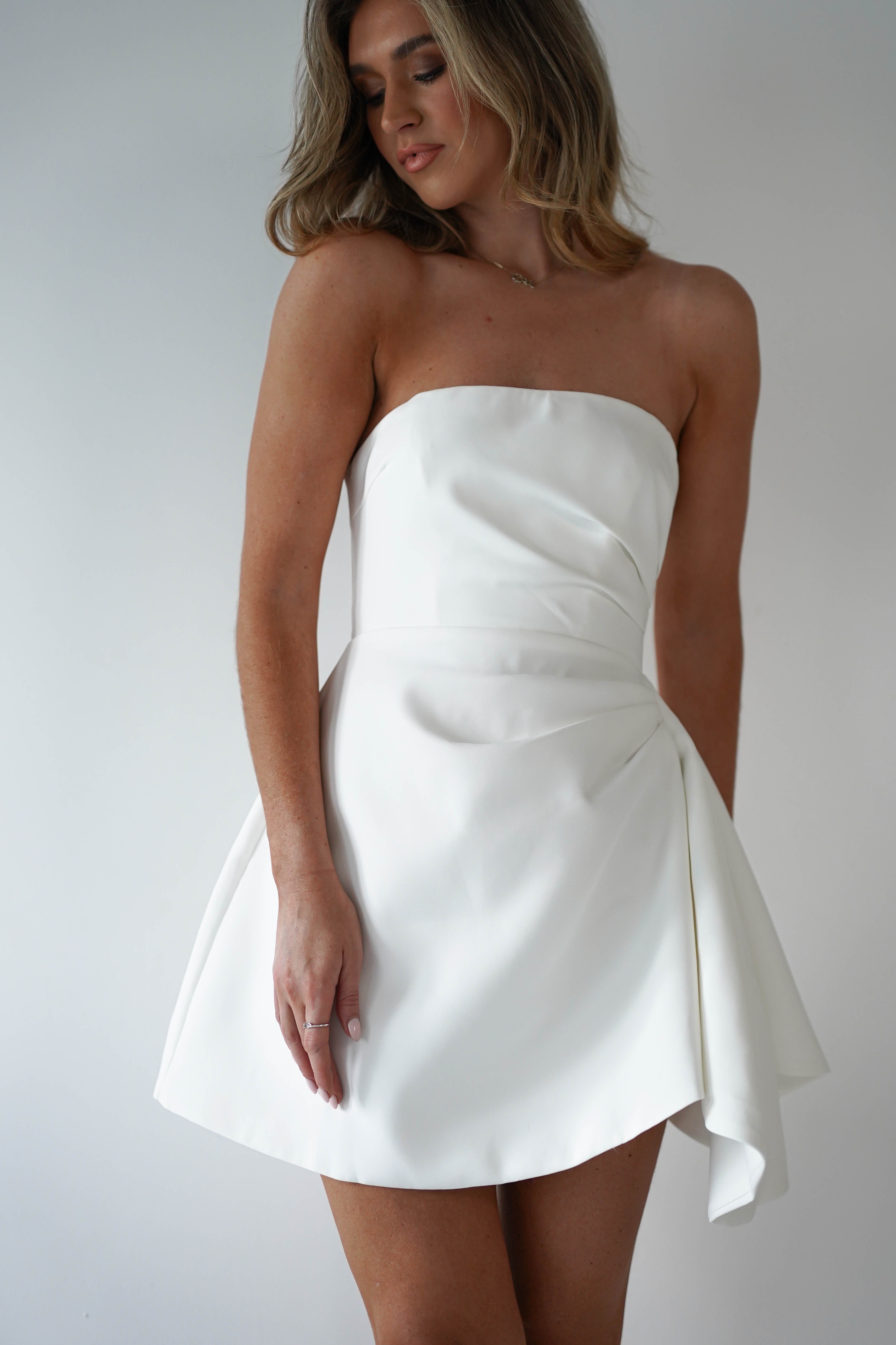Quinta Strapless Mini Dress | White | Graduation | Bride To Be Hen Dress S (8) Quinta Strapless Mini Dress | White | Graduation | Bride To Be Hen Dress S (8)
