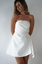 Quinta Strapless Mini Dress | White | Graduation | Bride To Be Hen Dress | Oh Hello Clothing