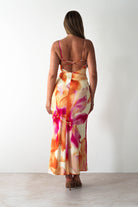 Ellarose Square Neck Maxi Dress Orange/Pink | Wedding Guest Dress | Square Neck | Maxi | Oh Hello Clothing