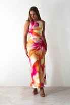 Ellarose Square Neck Maxi Dress Orange/Pink | Wedding Guest Dress | Square Neck | Maxi | Oh Hello Clothing