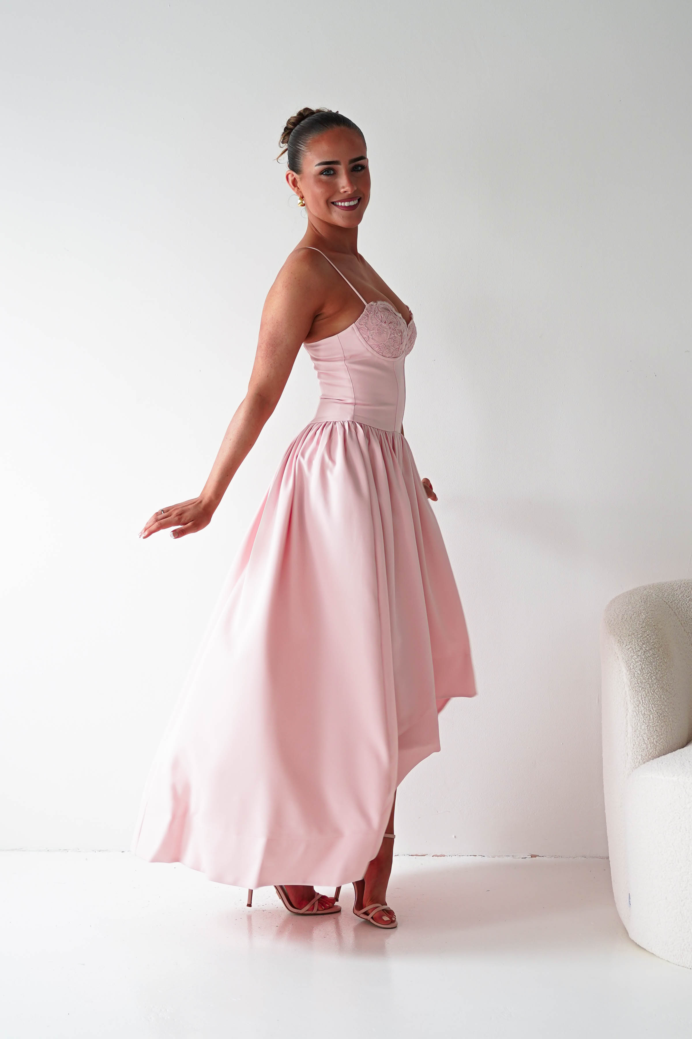 Oh Hello Clothing Women > Clothing > Dresses 1*DONE- 64900D-Blush Pink Lace Corset Midi Dress