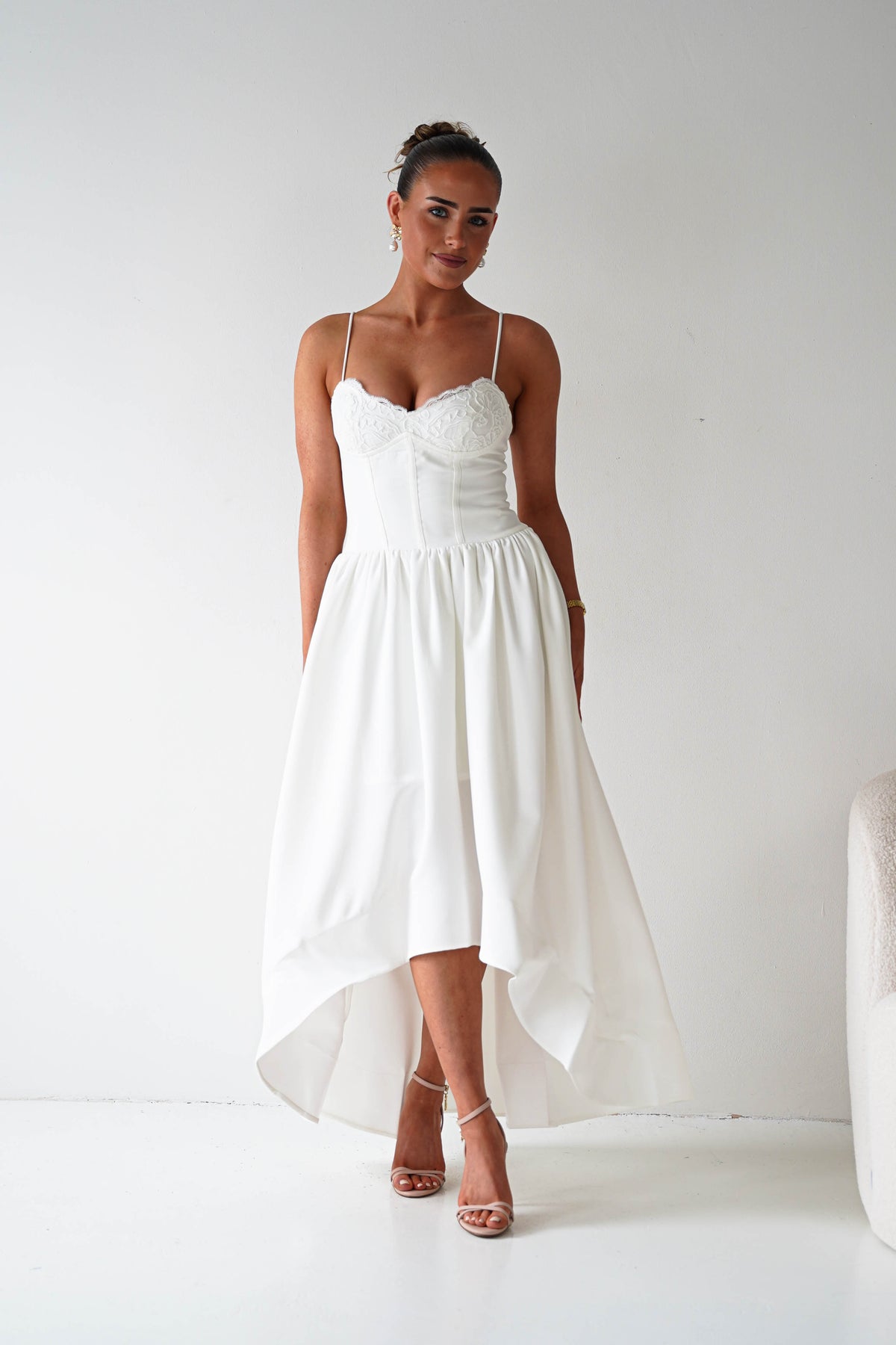 Hartley Lace Corset Midi Dress | White L (12) Hartley Lace Corset Midi Dress | White L (12)