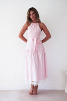 Oh Hello Clothing Dresses > Prom Dresses 1 *DONE 65128D PINK LACE TRIM