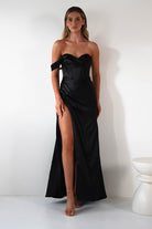 Nicolette Soft Satin Maxi Gown | Black | Debs & Prom | Formal Gown | Oh Hello Clothing