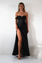 Nicolette Soft Satin Maxi Gown | Black | Debs & Prom | Formal Gown | Oh Hello Clothing