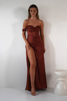 Nicolette Soft Satin Maxi Gown | Rust | Debs & Prom | Formal Gown | Oh Hello Clothing
