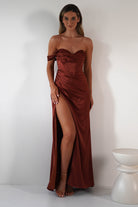 Nicolette Soft Satin Maxi Gown | Rust | Debs & Prom | Formal Gown | Oh Hello Clothing
