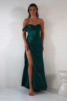 Nicolette Soft Satin Maxi Gown | Emerald Green | Debs & Prom | Formal Gown | Oh Hello Clothing