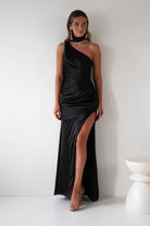 Aletta Soft Satin Maxi Gown | Black | Debs & Prom | Formal Gown | Oh Hello Clothing