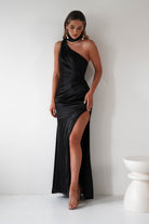 Aletta Soft Satin Maxi Gown | Black | Debs & Prom | Formal Gown | Oh Hello Clothing
