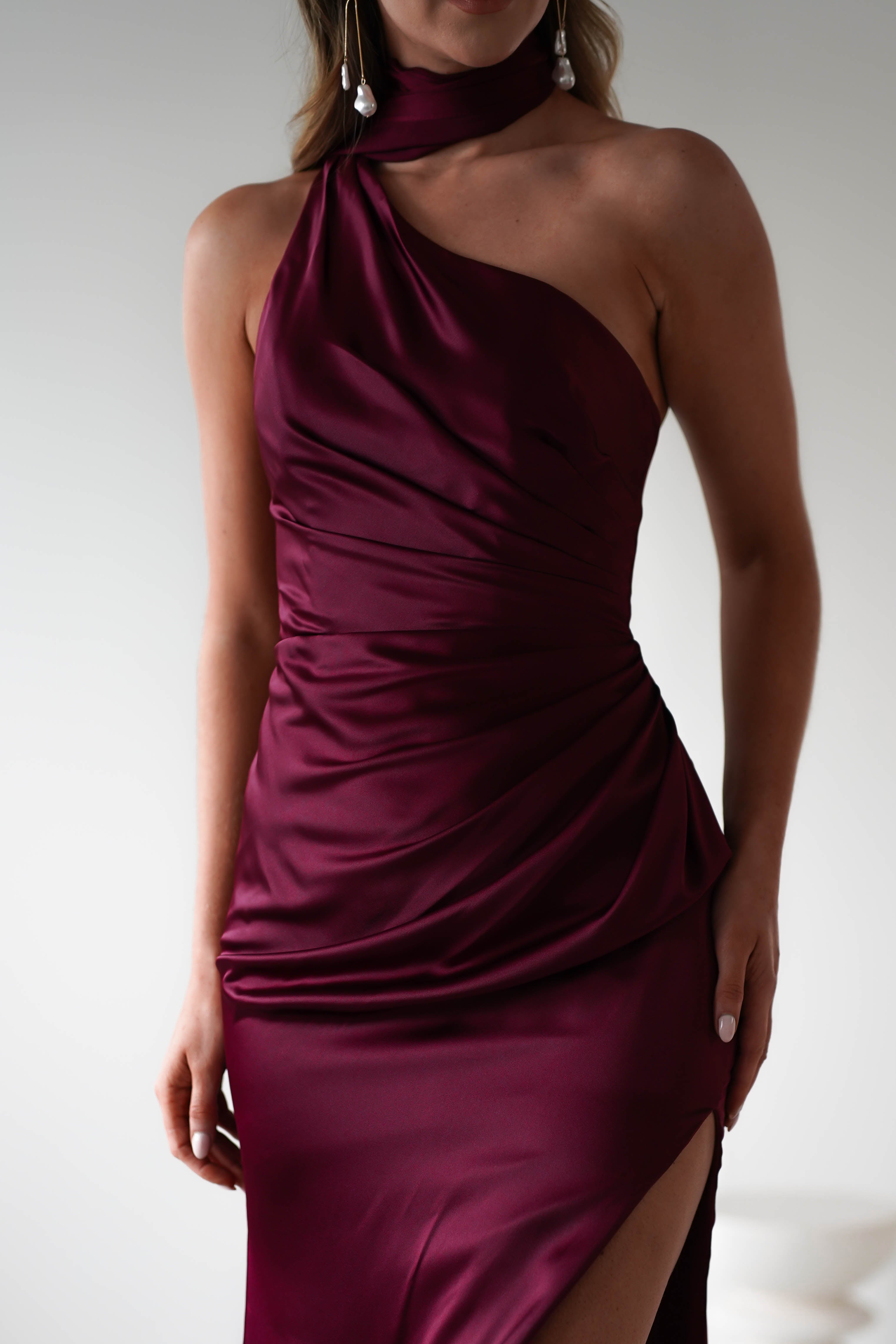 Aletta Soft Satin Maxi Gown | Dark Wine