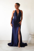 Adeline Rhinestone Halterneck Gown | Navy | Debs & Prom | Formal Gown | Oh Hello Clothing