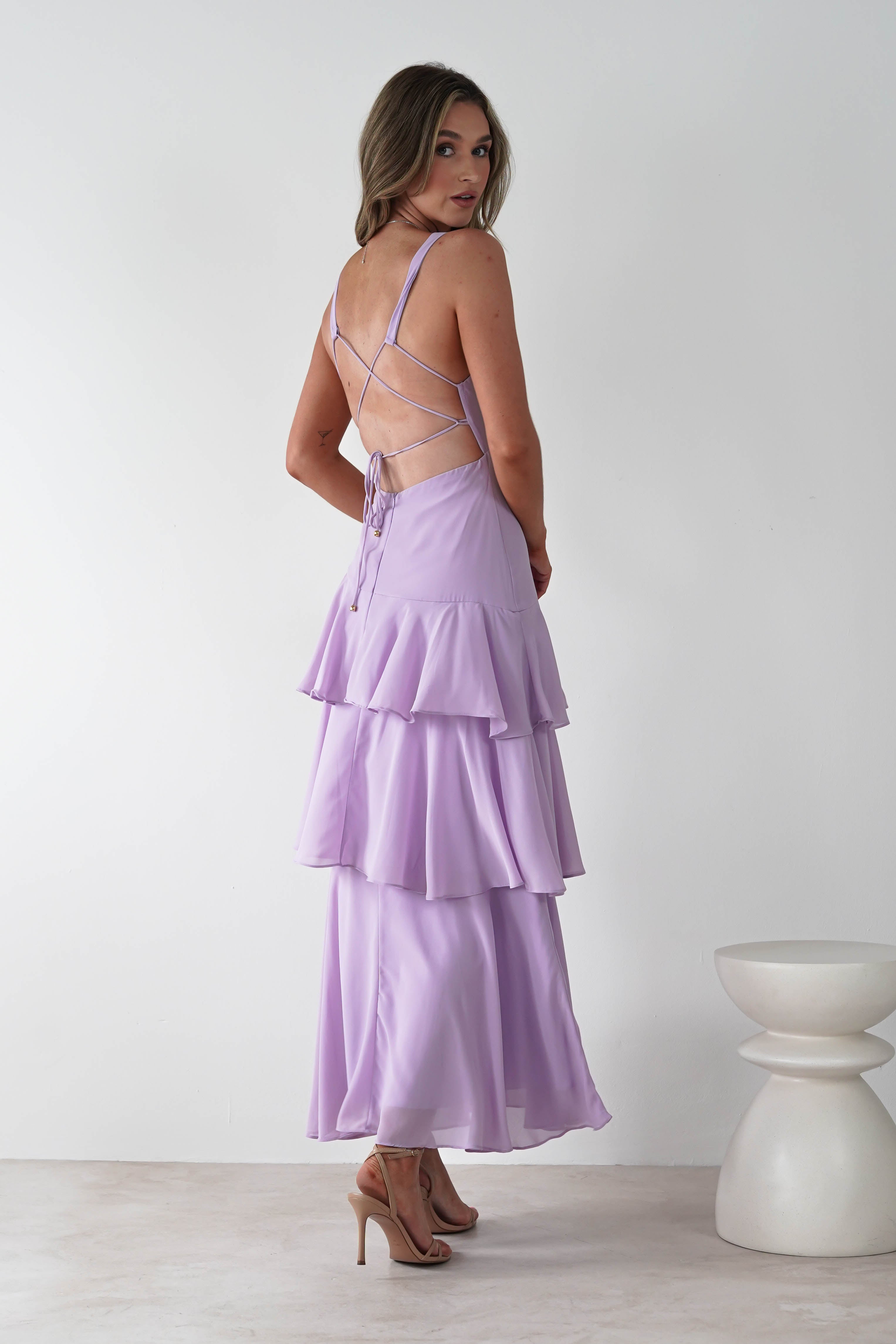 Andalusia Ruffle Maxi Dress | Lilac | Oh Hello Clothing | XS (6)