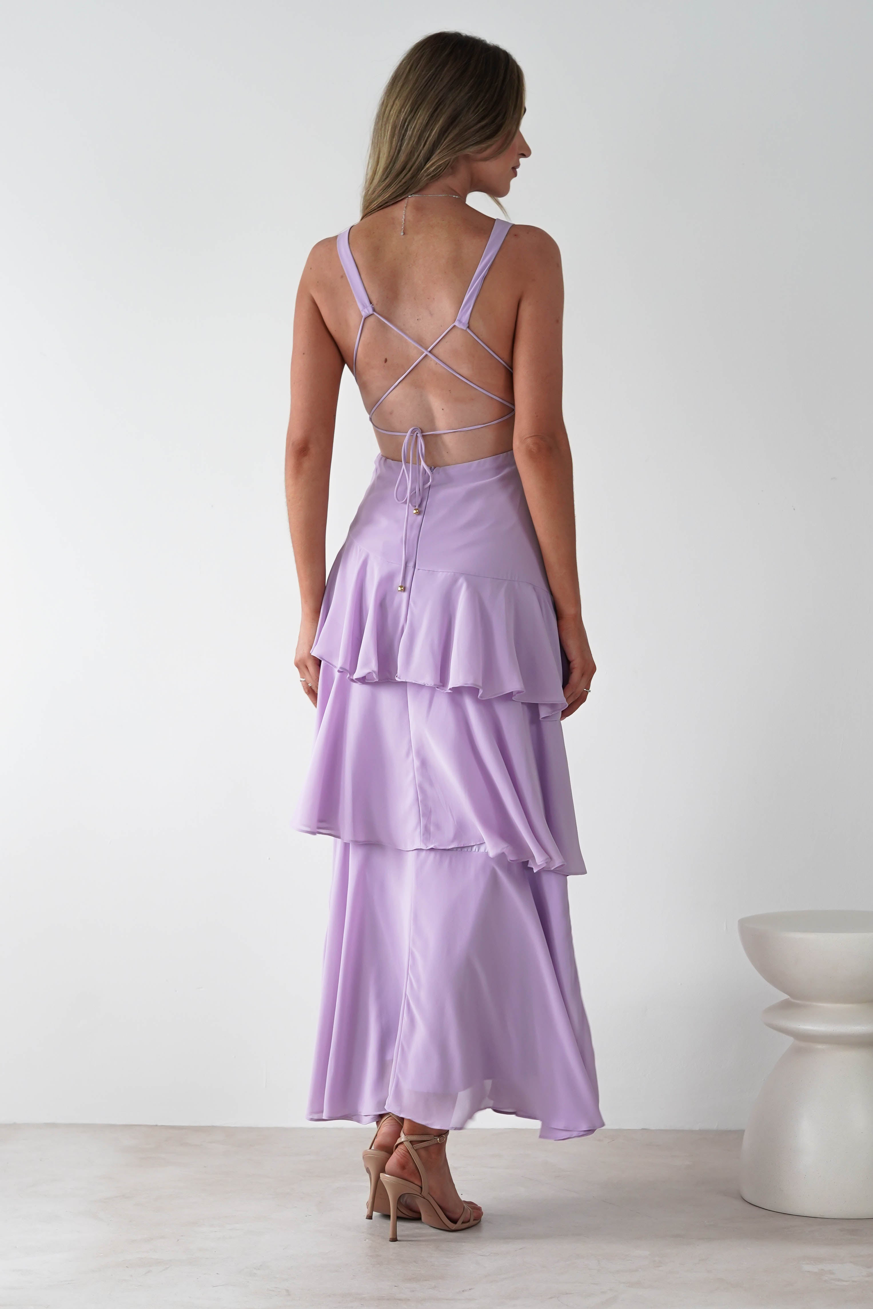 Andalusia Ruffle Maxi Dress | Lilac | Oh Hello Clothing | XS (6)