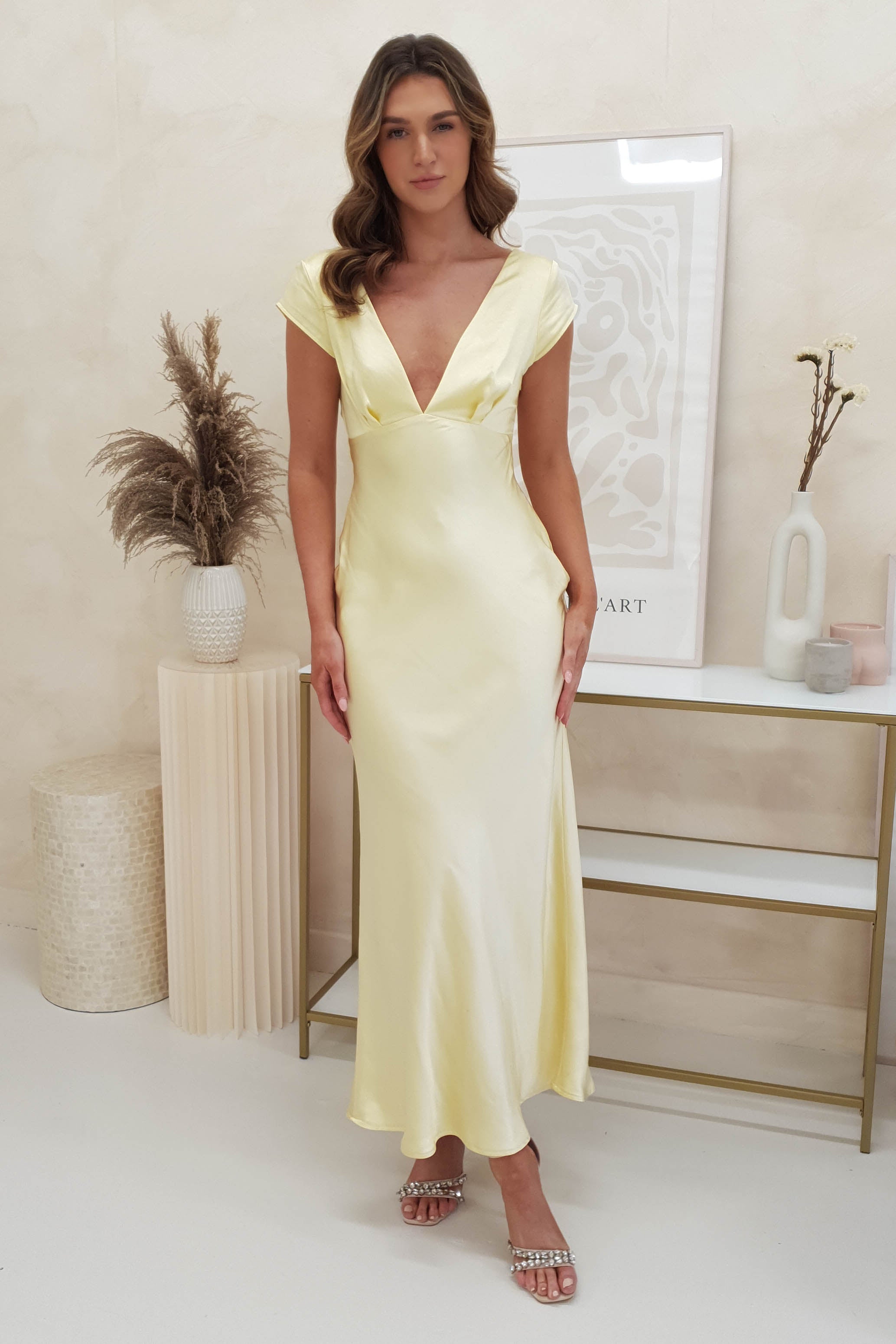 Arletta Soft Satin Maxi Dress | Yellow