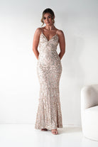 Oh Hello Clothing Debs & Prom Dresses 1*done-Aster Iridescent Beaded Embellished Gown |gold