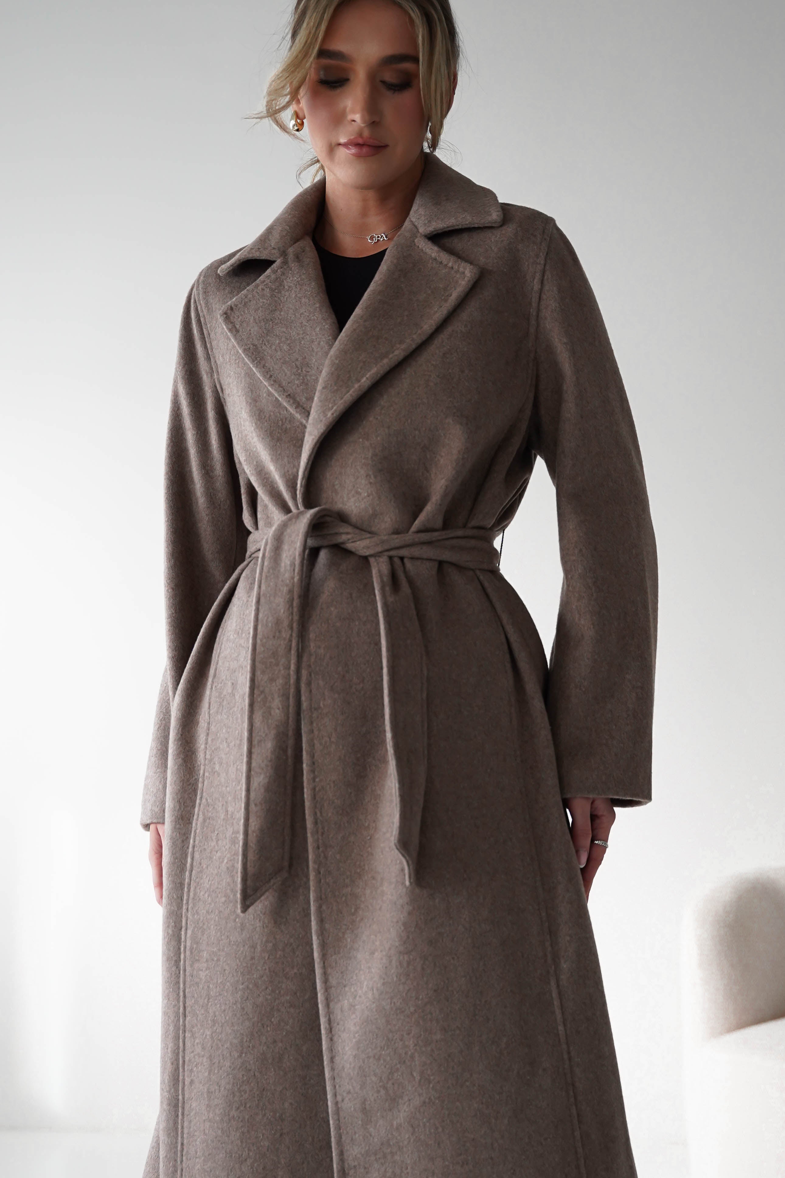 Oh Hello Clothing Blazer & Coats 1*DONE-ATTENTIF-M2533- TAUPE COAT