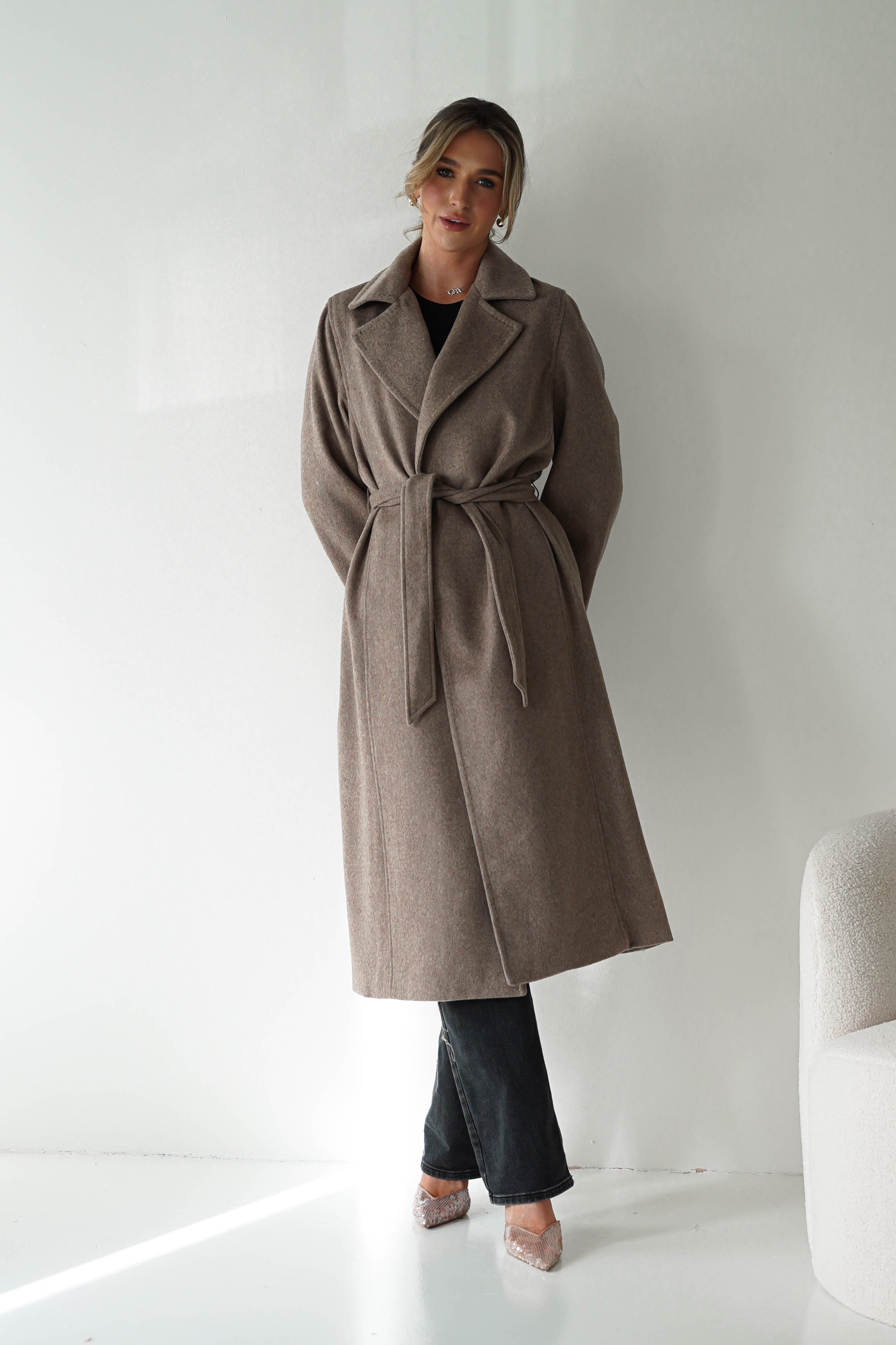 Oh Hello Clothing Blazer & Coats 1*DONE-ATTENTIF-M2533- TAUPE COAT