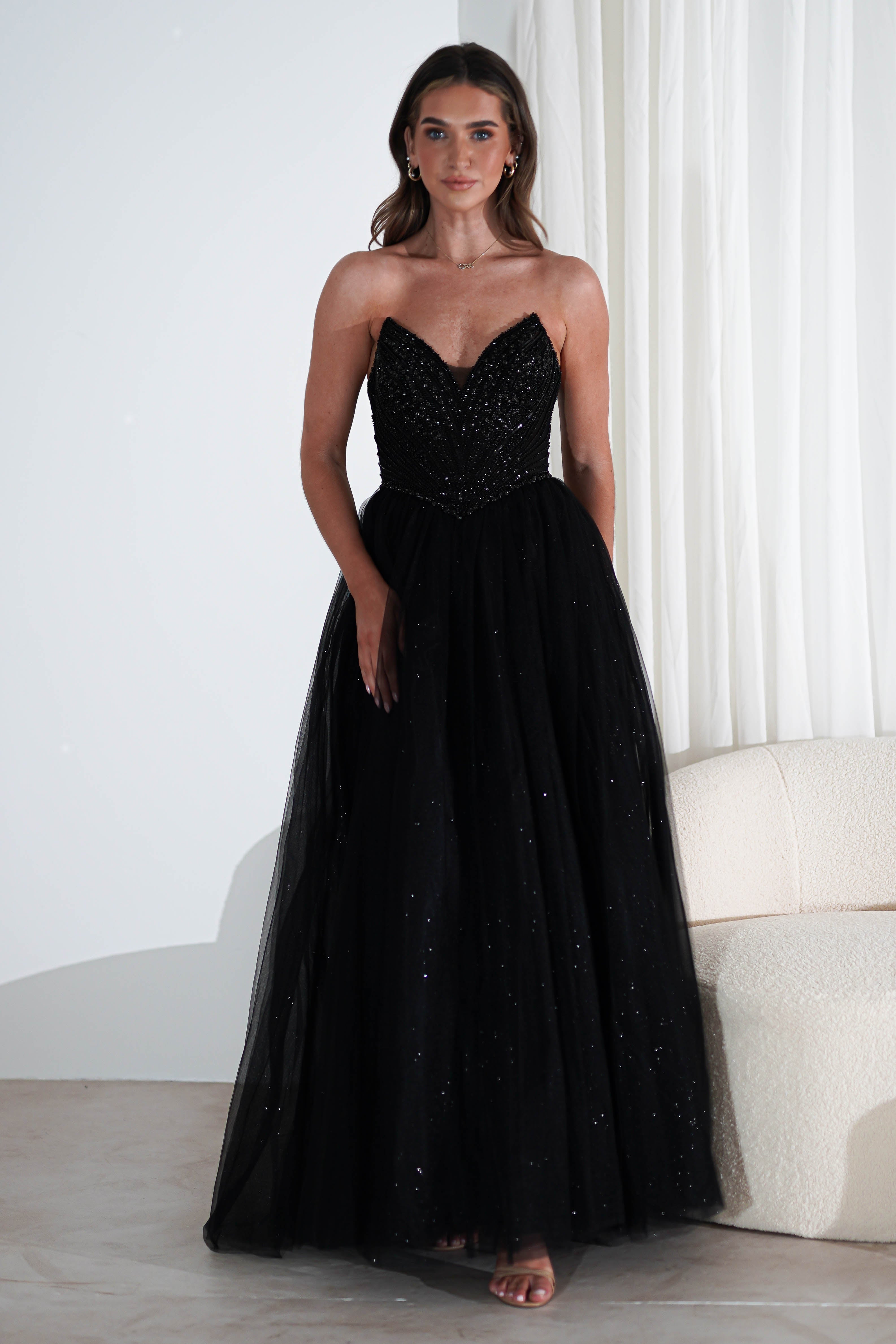 Priscilla Princess Glitter Gown | Black