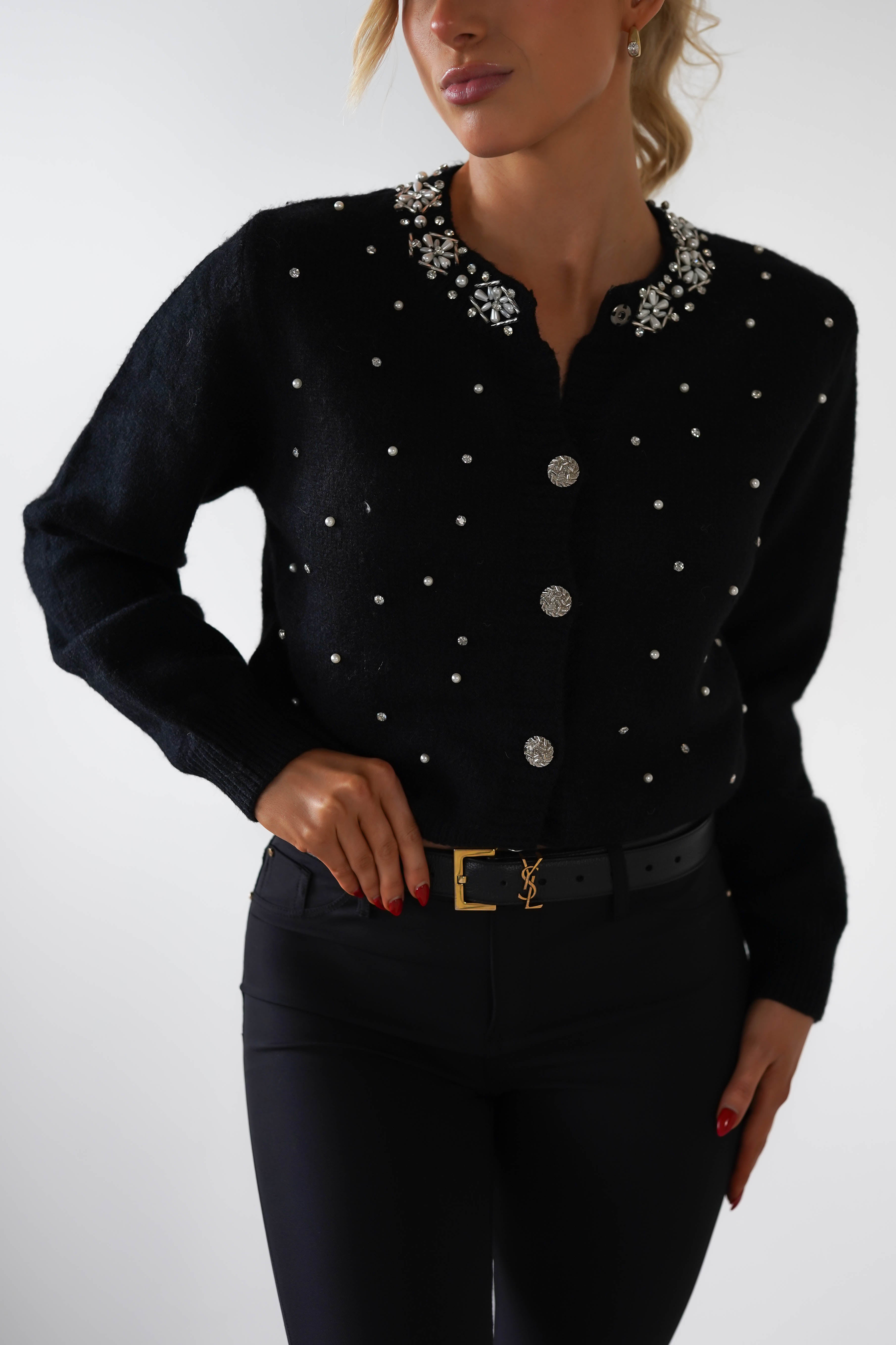 Chenna Embellished Cardigan | Black