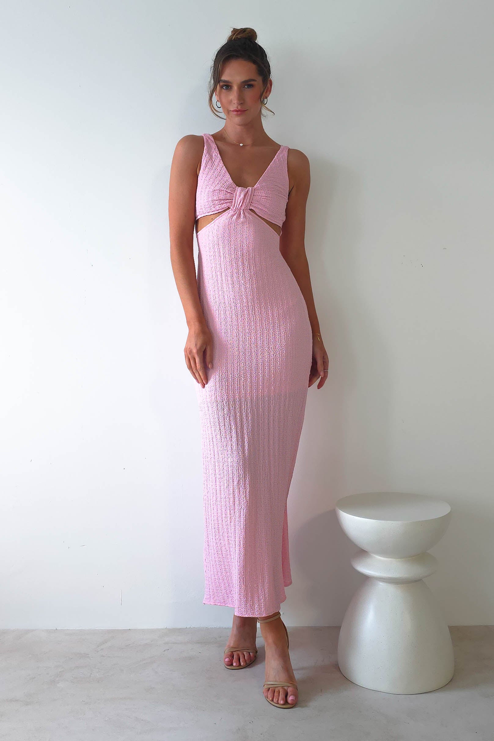 Nakia Textured Maxi Dress | Pink