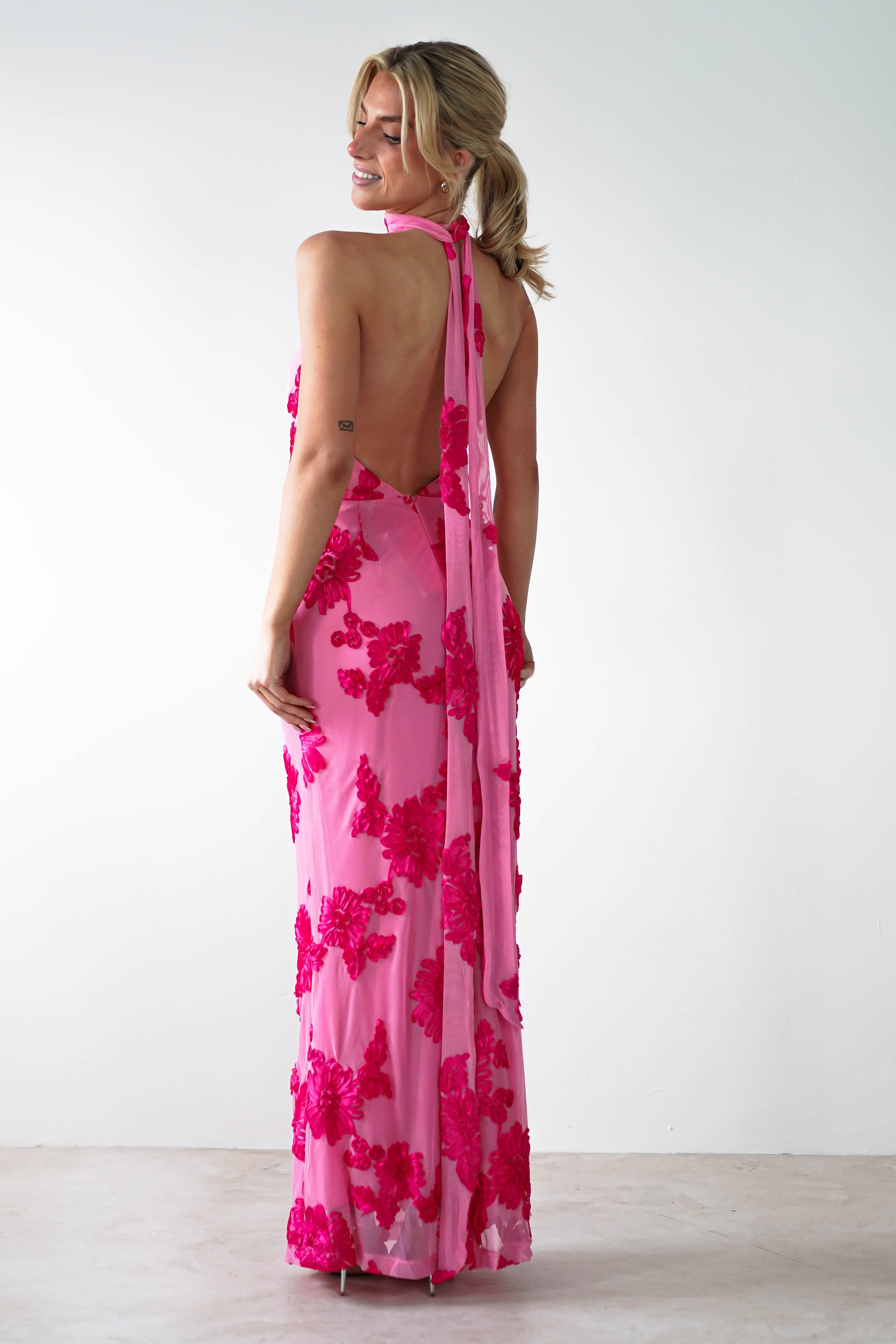 Halsey Tie Back Maxi Dress | Pink Print