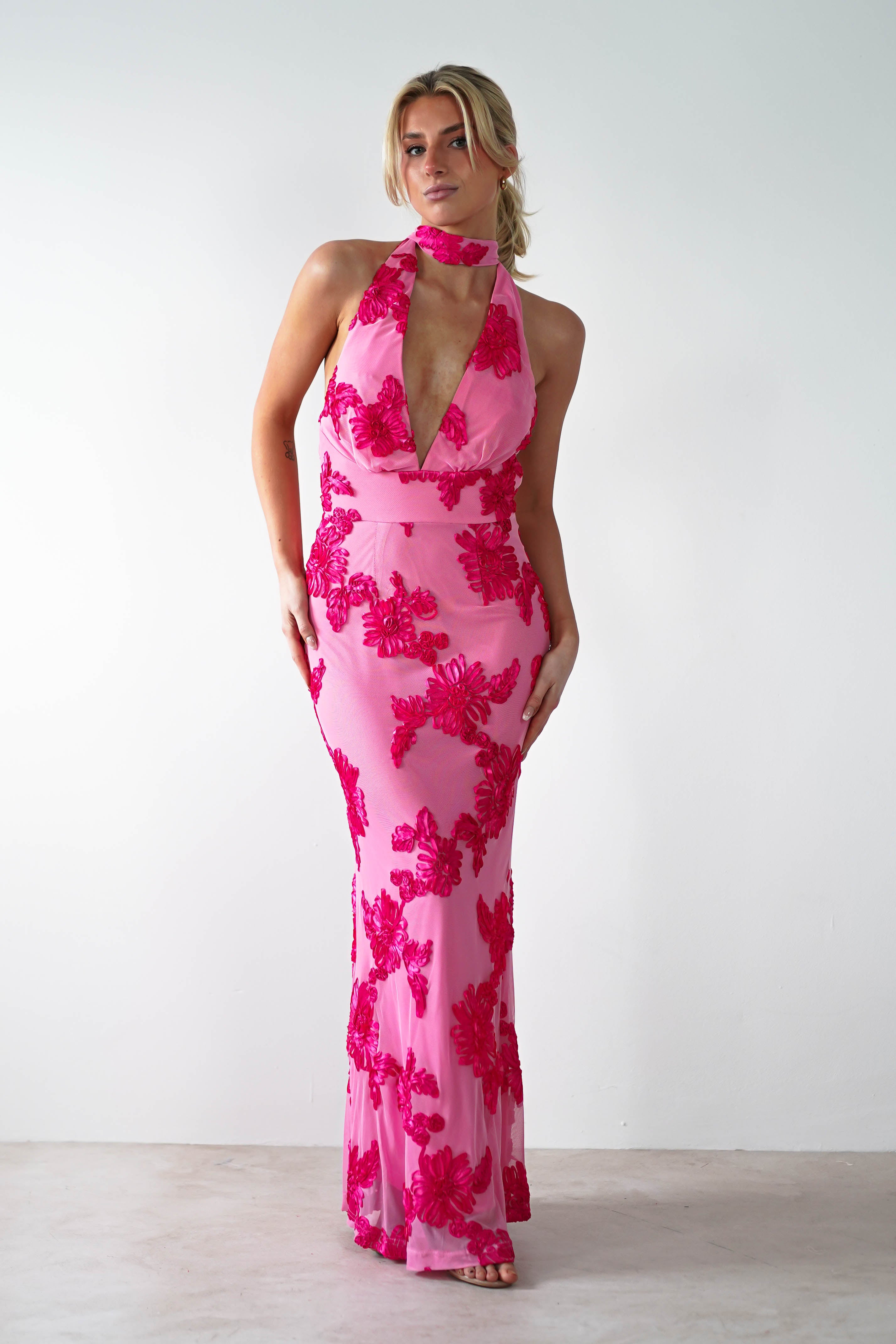 Halsey Tie Back Maxi Dress | Pink Print