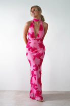 Halsey Tie Back Maxi Dress Pink Print | Wedding Guest Dress | Maxi | Oh Hello Clothing