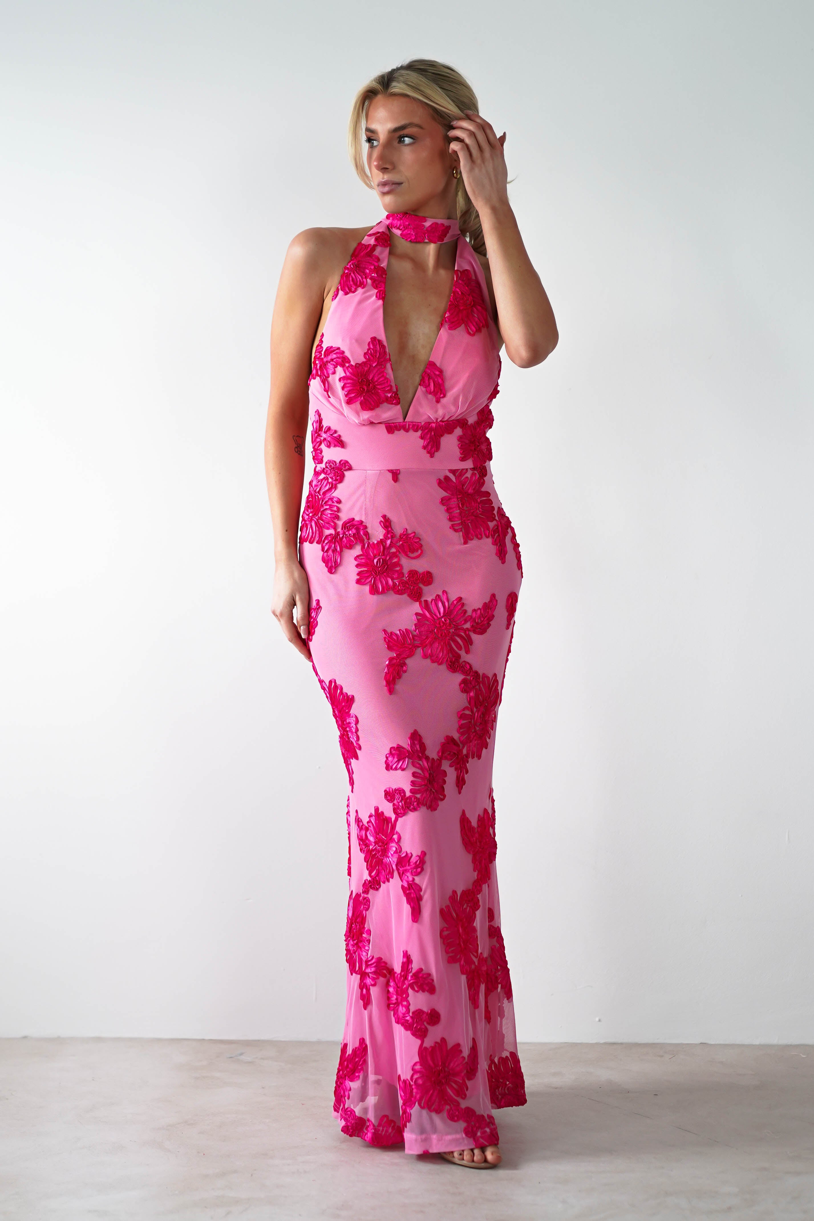 Halsey Tie Back Maxi Dress | Pink Print