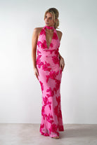 Halsey Tie Back Maxi Dress Pink Print | Wedding Guest Dress | Maxi | Oh Hello Clothing