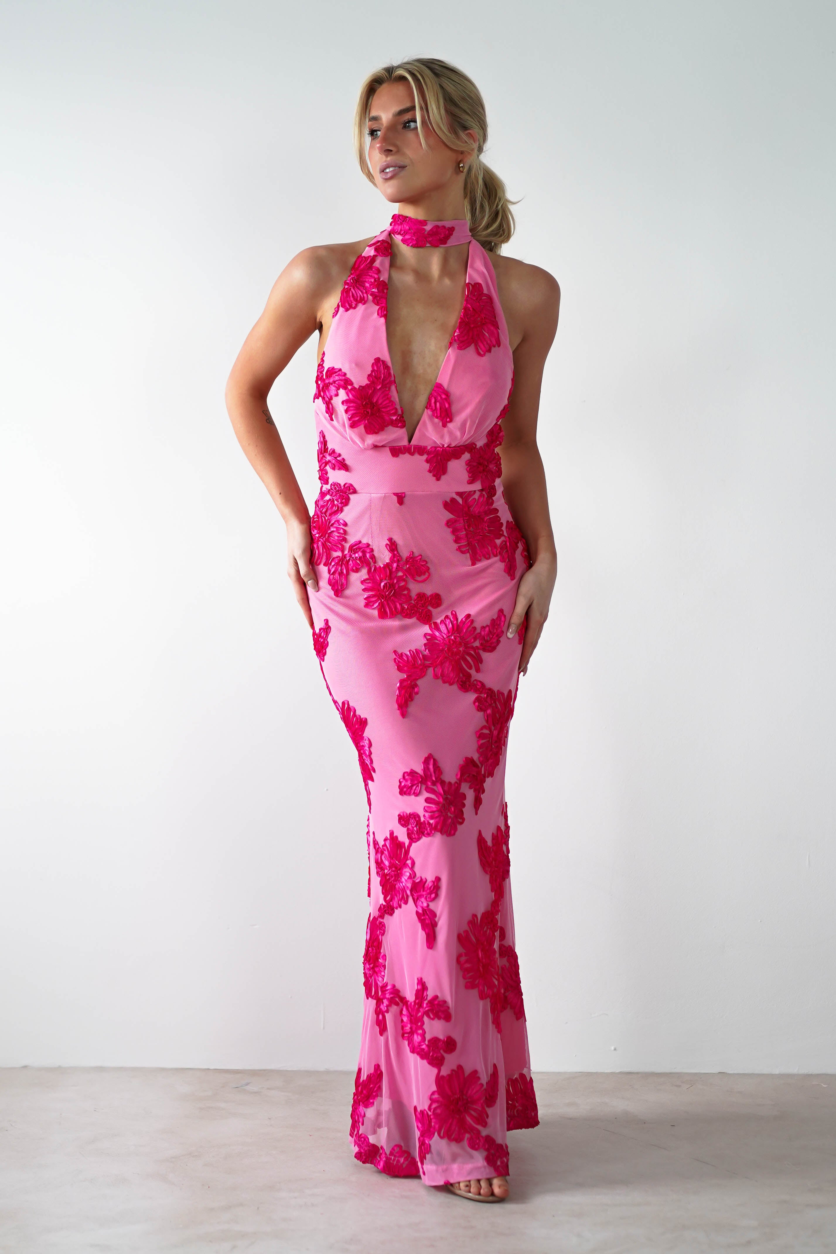 Halsey Tie Back Maxi Dress | Pink Print