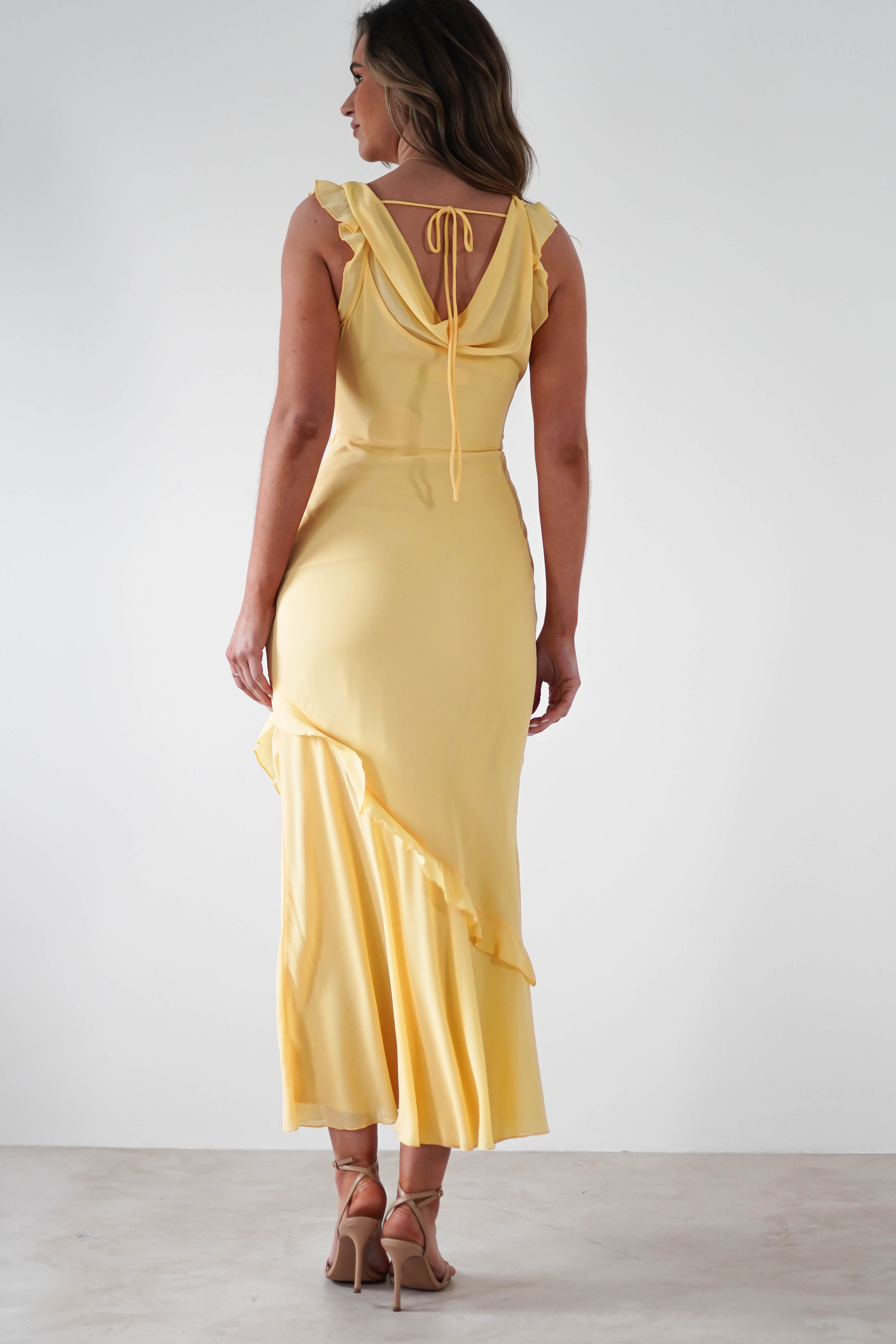 Lauretta Ruffle Chiffon Maxi Dress | Yellow