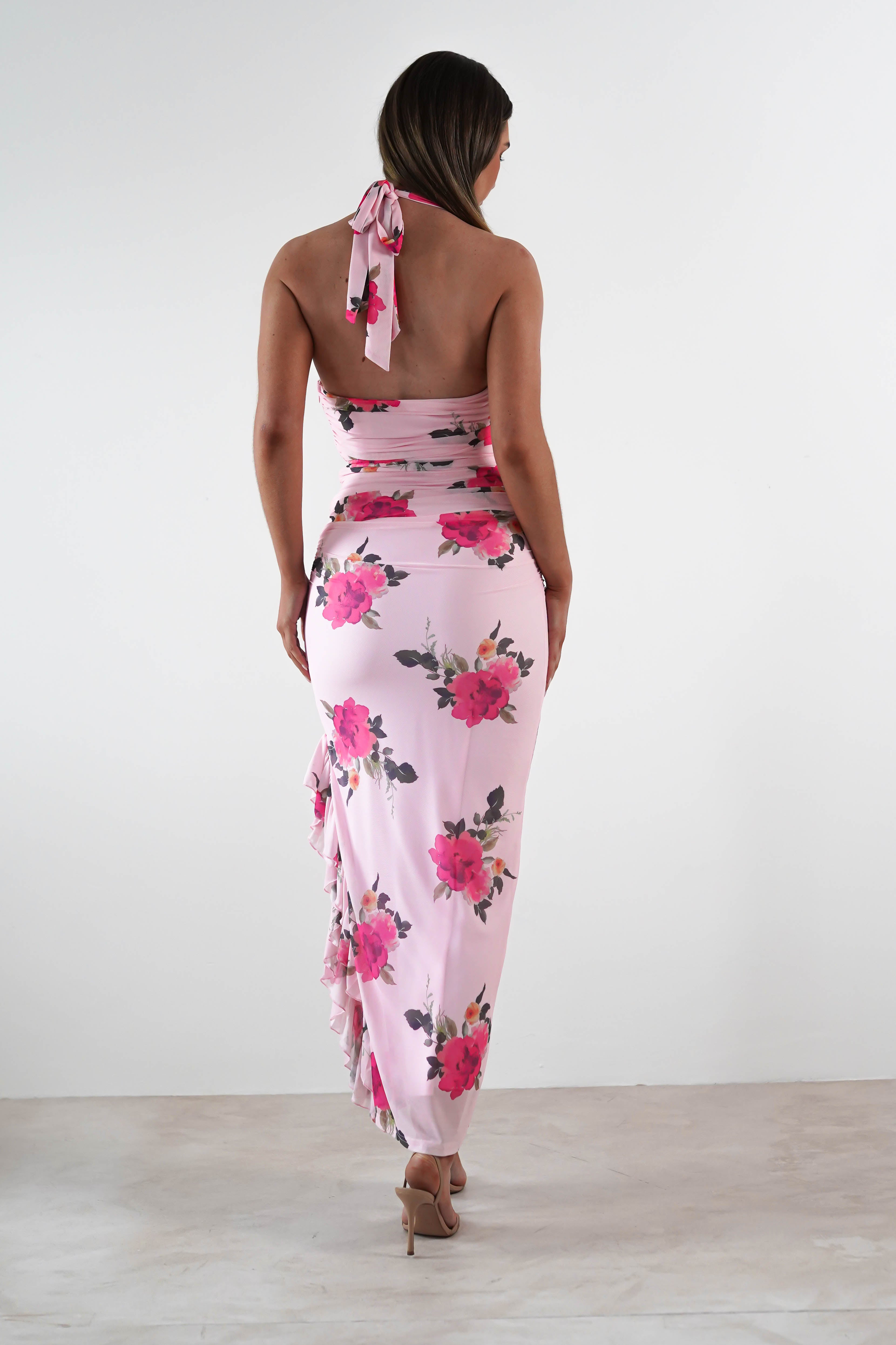 Emmaline Floral Bodycon Maxi Dress | Pink