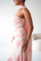 Oh Hello Clothing Women > Clothing > Dresses 1*DONE-BR0534J01-Floral Draped Strapless Maxi Dress with Scarf