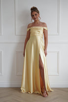 Oh Hello Clothing Women > Clothing > Dresses 1*Done-Butter Yellow Satin Maxi Dress