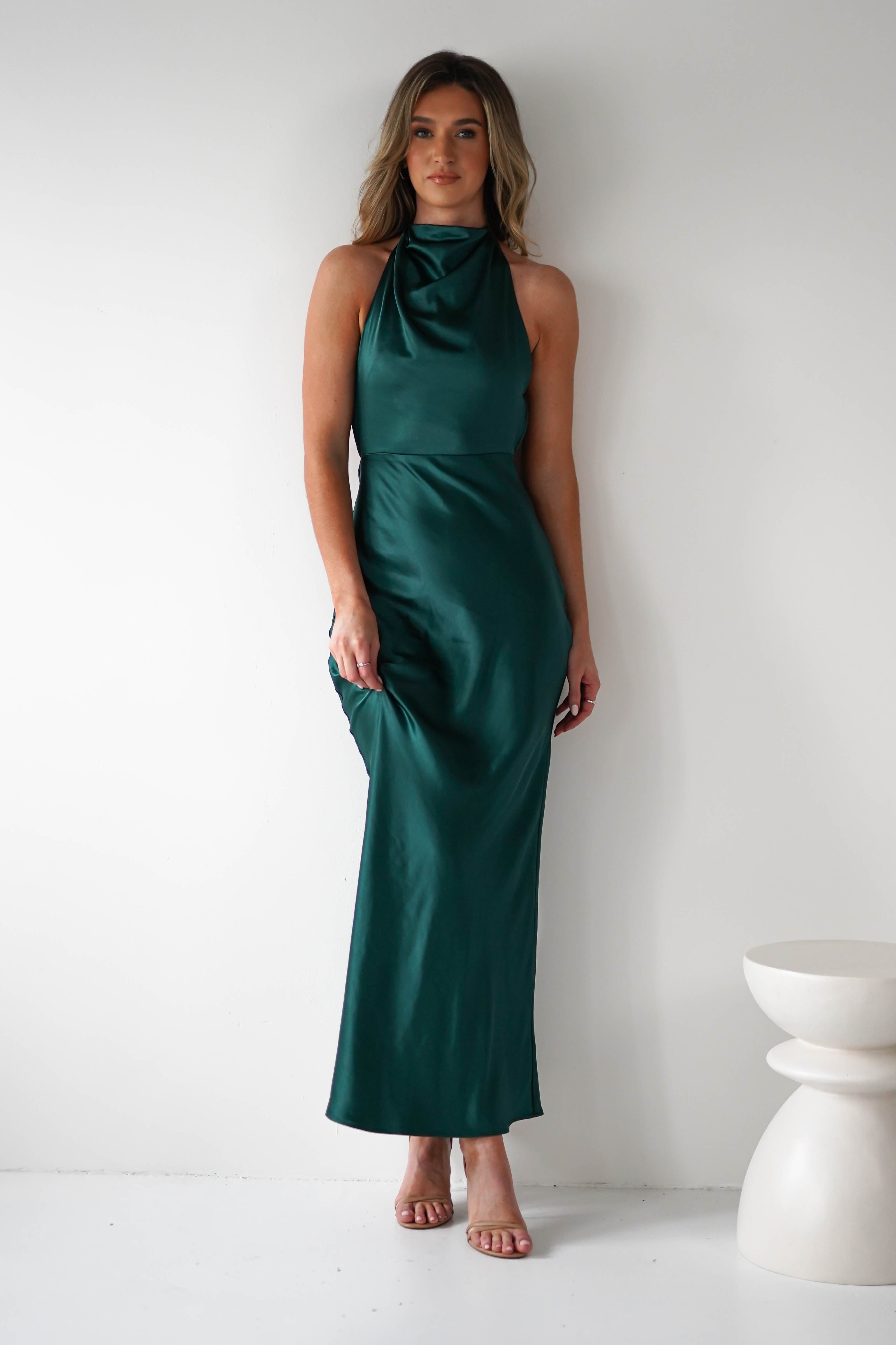 Capriana Pearl Back Maxi Dress | Emerald