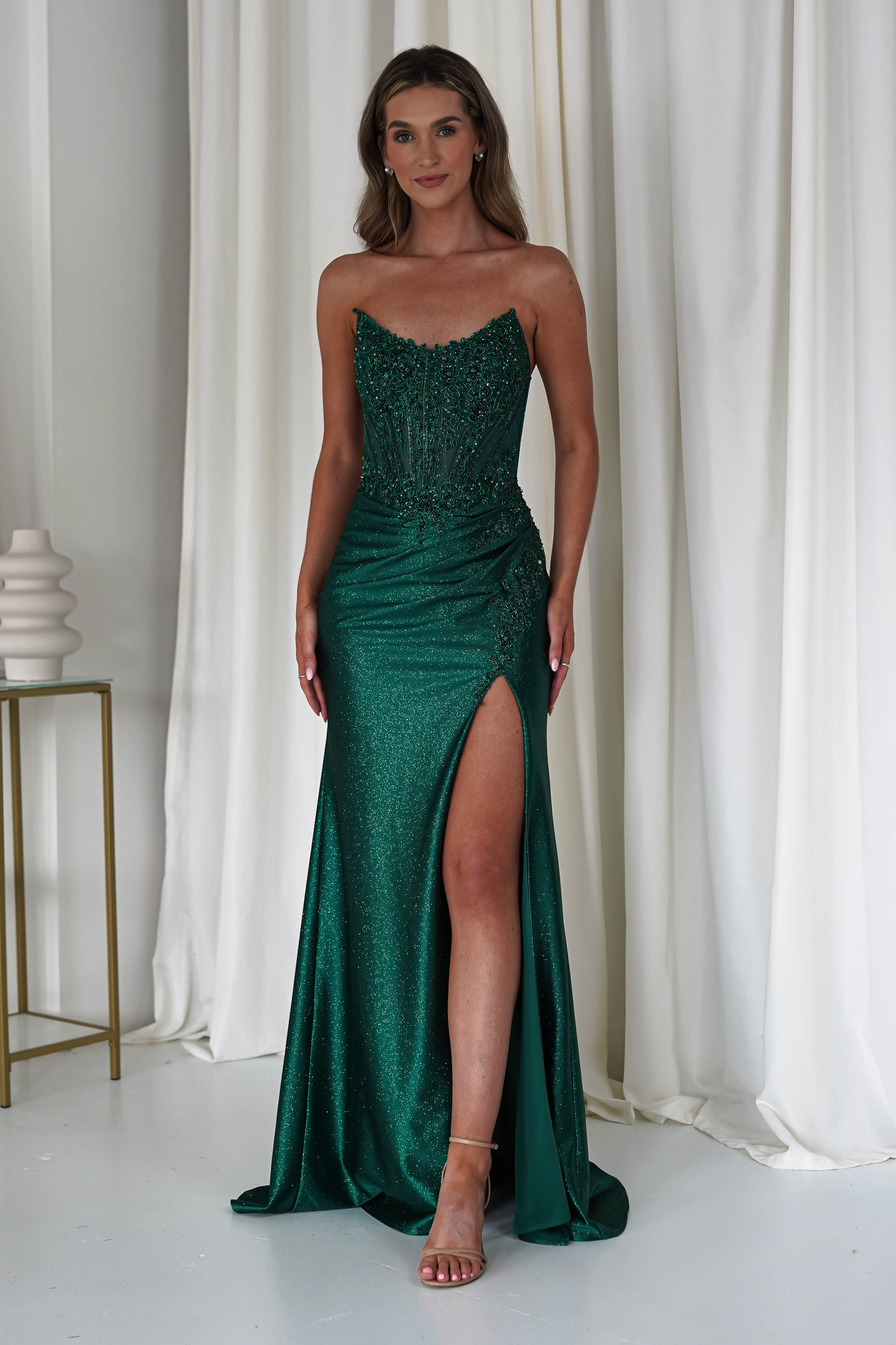 Caspian Embellished Bodycon Gown | Emerald Green | Oh Hello Clothing | XXS (4)