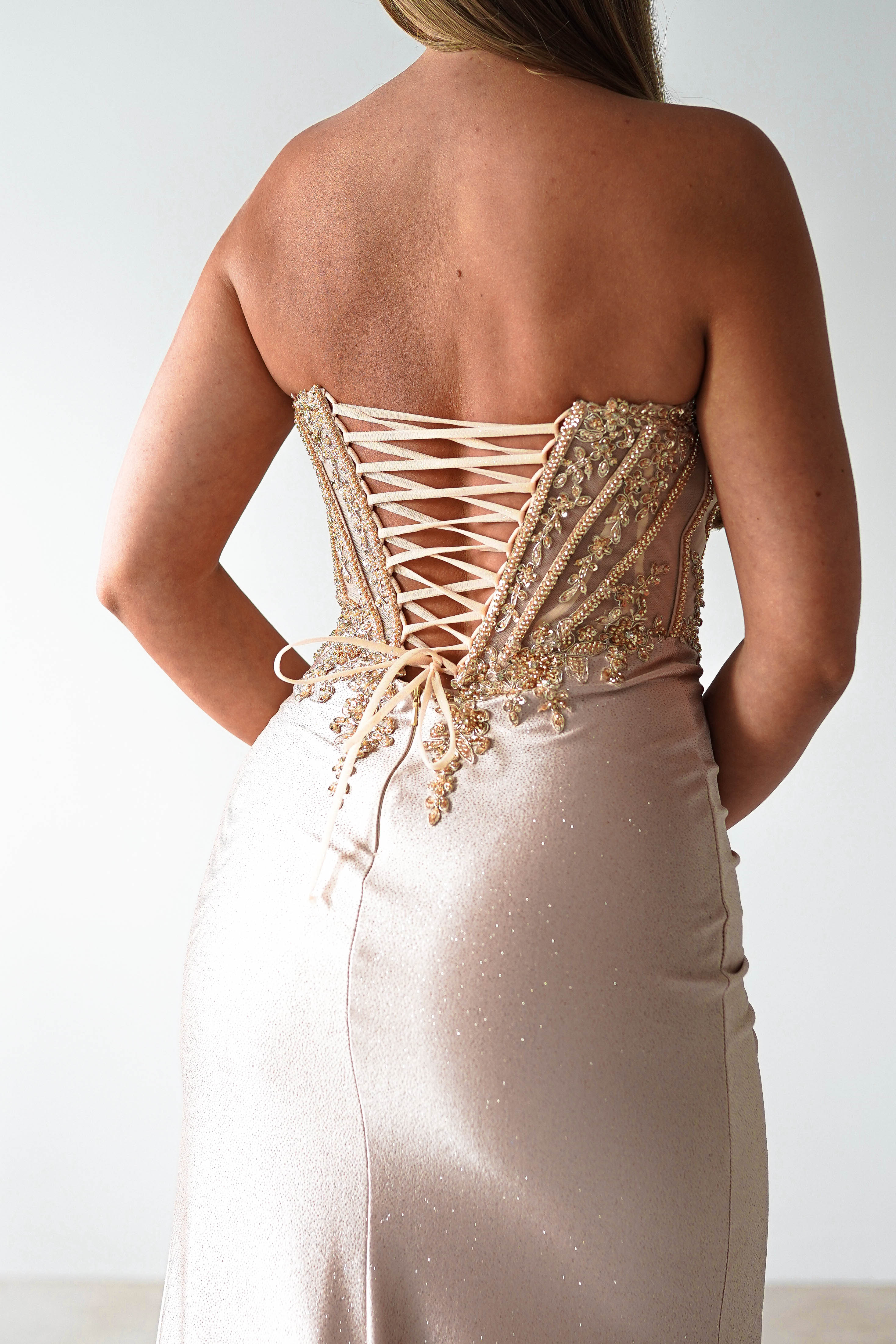 Caspian Embellished Bodycon Gown | Gold | Oh Hello Clothing | XXS (4)