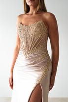 Caspian Embellished Bodycon Gown | Gold | Debs & Prom | Formal Gown | Oh Hello Clothing