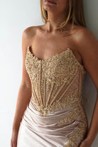 Caspian Embellished Bodycon Gown | Gold | Debs & Prom | Formal Gown | Oh Hello Clothing