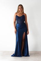 Caspian Embellished Bodycon Gown | Navy | Debs & Prom | Formal Gown | Oh Hello Clothing