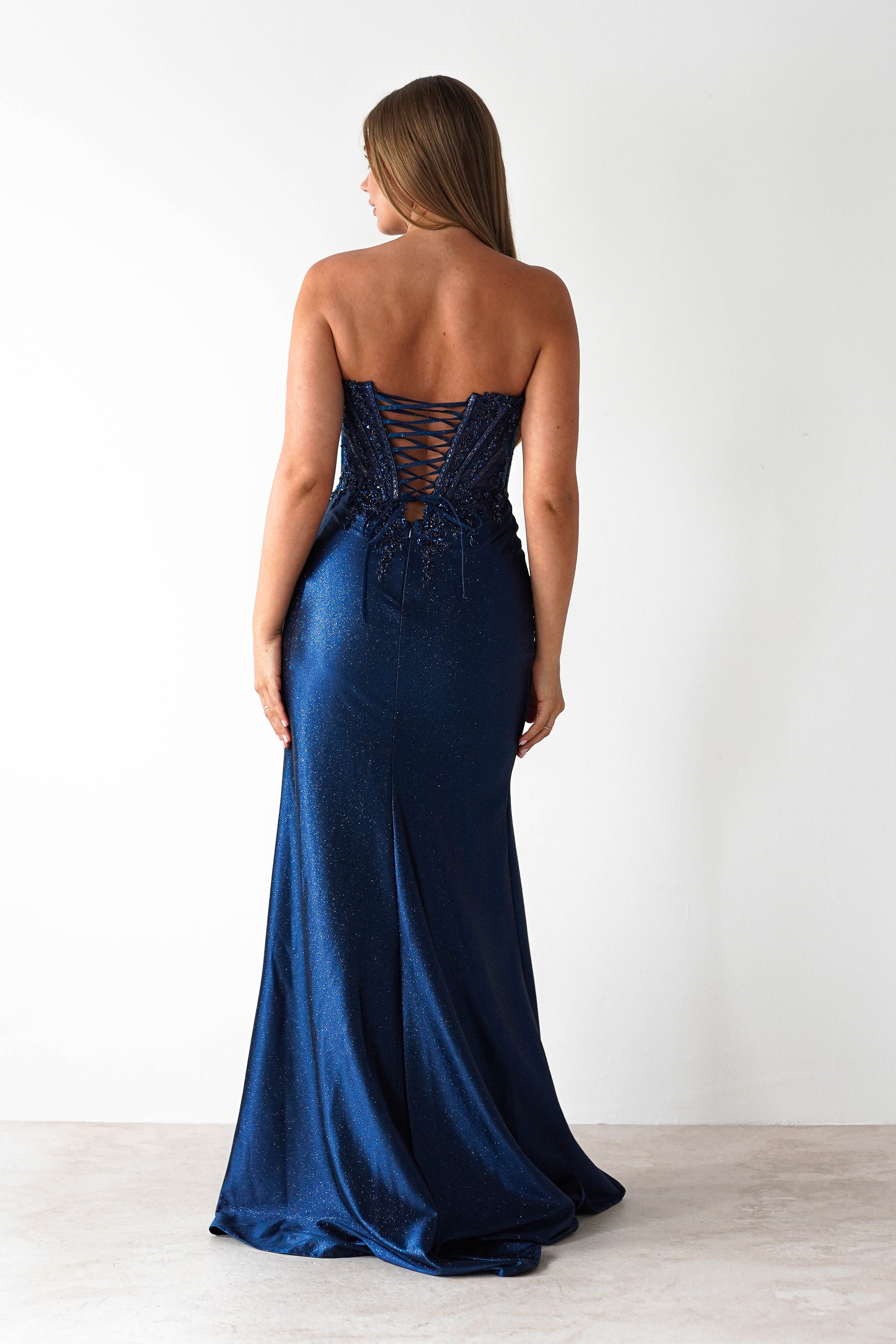 Caspian Embellished Bodycon Gown | Navy | Oh Hello Clothing | XXS (4)