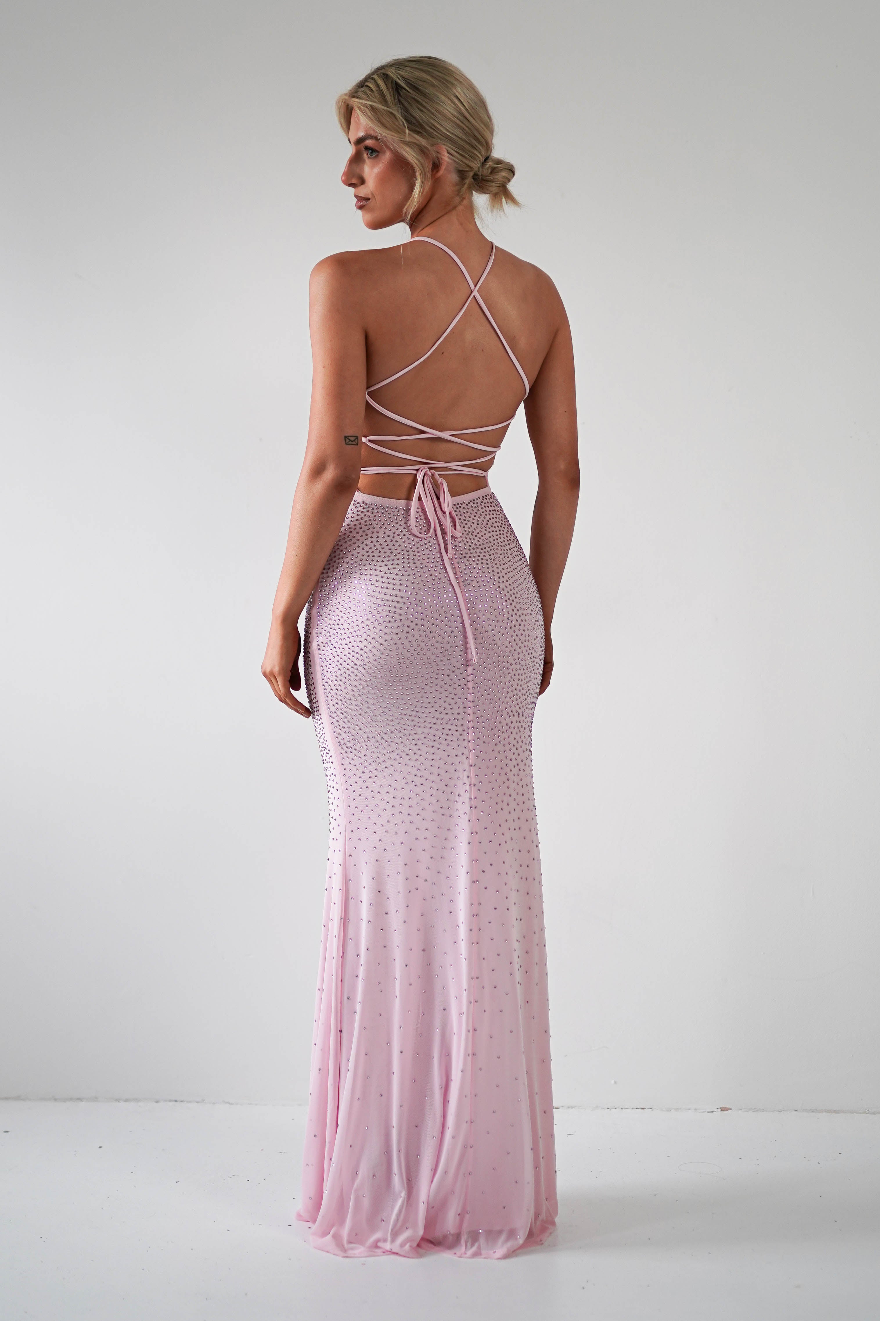 Cataleya Rhinestone Bodycon Gown | Pink