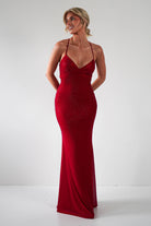 Cataleya Rhinestone Bodycon Gown | Red | Debs & Prom | Formal Gown | Oh Hello Clothing